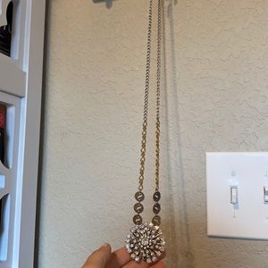 Two tone vintage long pendant necklace